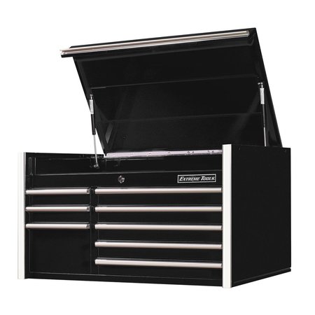 EXTREME TOOLS Top Chest, 8 Drawer, Black/Chrome, 41 in W x 25 in D RX412508CHBK